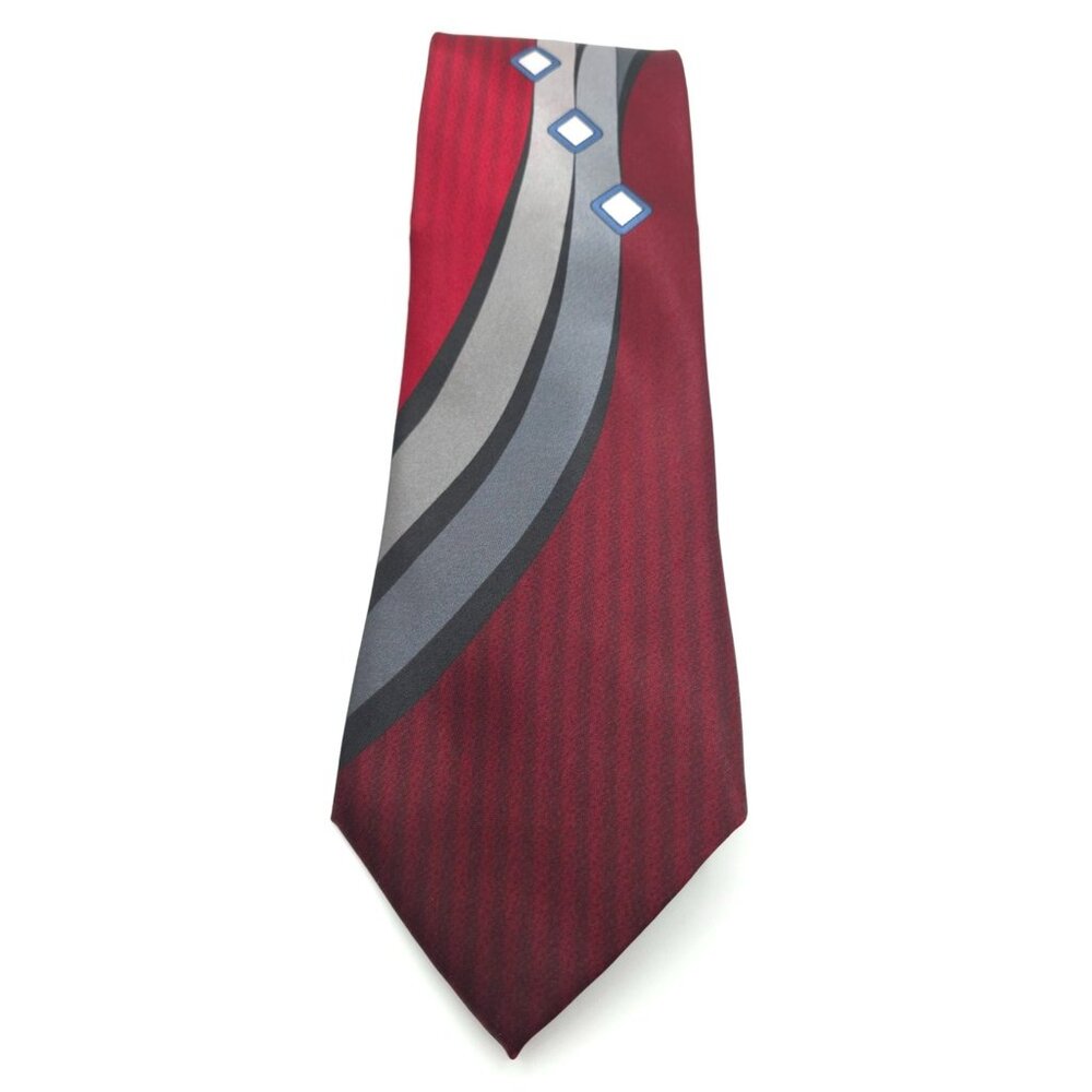 David Taylor's Bold Red Geometric Silk Tie for Men